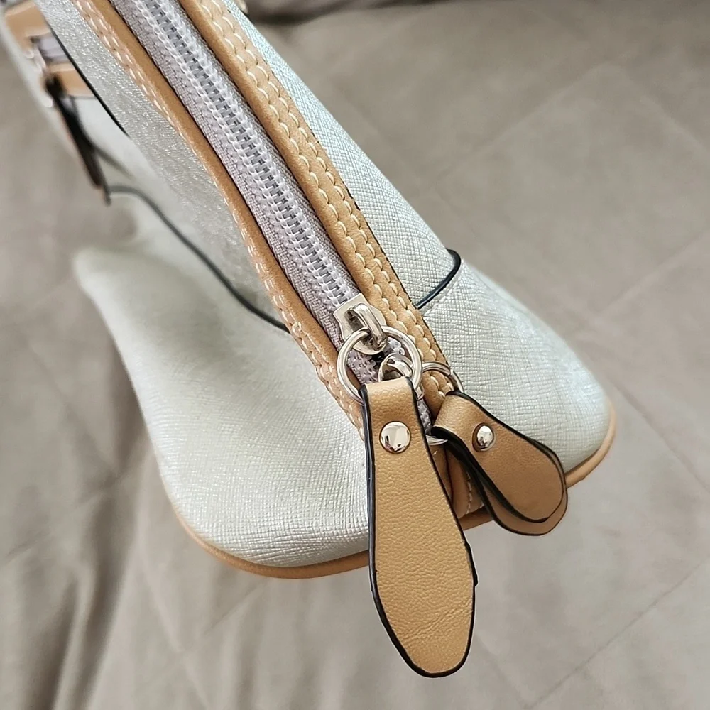 Giani Bernini satchel bag double straps neutral faux leather full zip